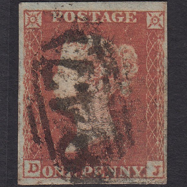 GB QV 1841 1d Red-brown (Plate 92) SG8-B1(1) DJ GU 4 Margins Warrington 847