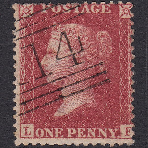 GB QV 1857 1d Deep Rose-red (Plate 47) SG41-C10(4) LF GU Dundee 114