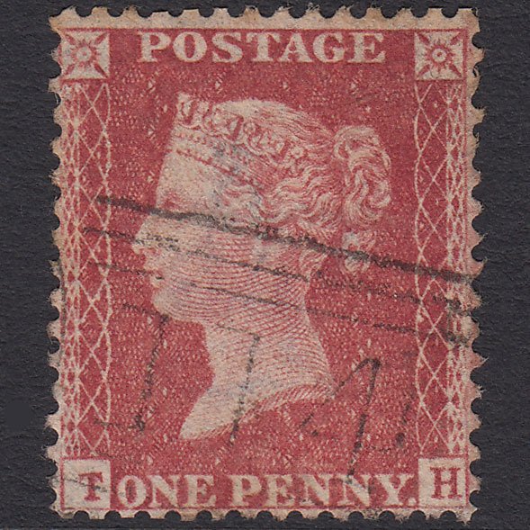 GB QV 1857 1d Rose-red (Plate 27) SG40-C10(1) TH GU Dundee 114