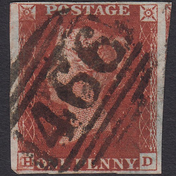 GB QV 1841 1d Deep Red-brown (Plate 60) SG10-B1(4) HD GU 4M Liverpool 466