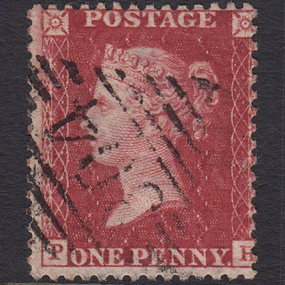 GB QV 1857 1d Deep Rose-red (Plate 59) SG41-C10(4) PH FU Lisburn 304 Misperf