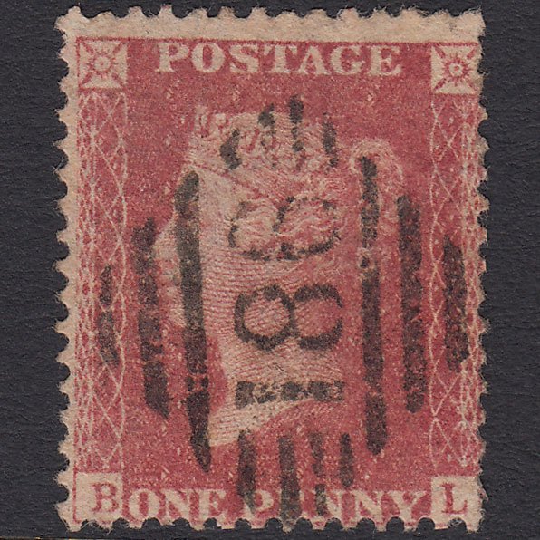 GB QV 1857 1d Rose-red Plate R17 SG40-C10(1) BL FU Dublin 186