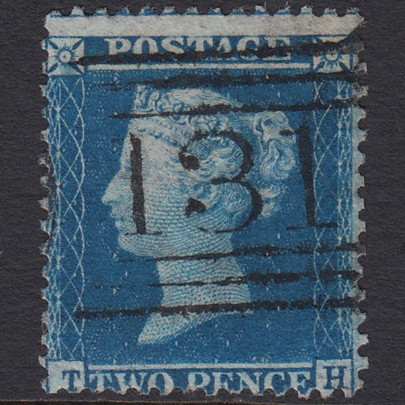 GB QV 1857 2d Blue (Plate 6) SG35-F7 TH FU Edinburgh 131 Very Well Centred