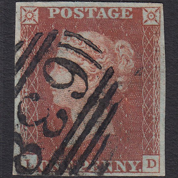 GB QV 1841 1d Red-brown (Plate 45) SG8-B1(1) LD FU 4 Margins Retford 638