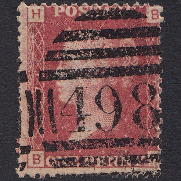 GB QV 1864 1d Lake-red (Plate 76) SG44-G1(2) BH GU Manchester 498