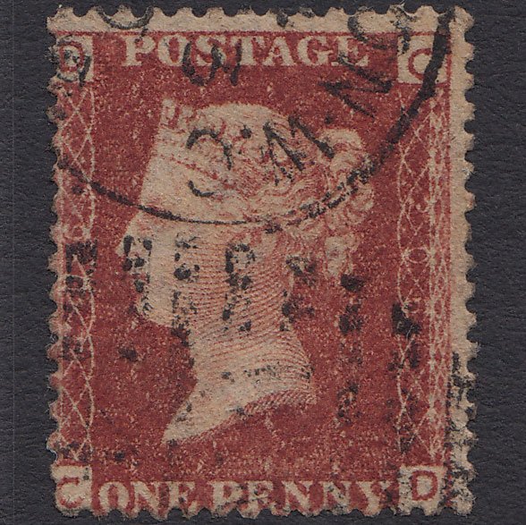 GB QV 1864 1d Lake-red (Plate 206) SG44-G1(2) CD FU London D&S Cancel