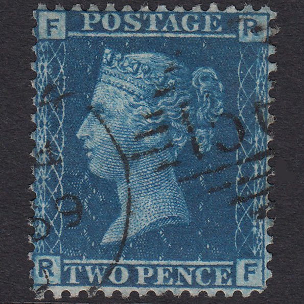 GB QV 1858 2d Blue (Plate 7) SG45-G2 RF FU Cork 156 Very Well Centred