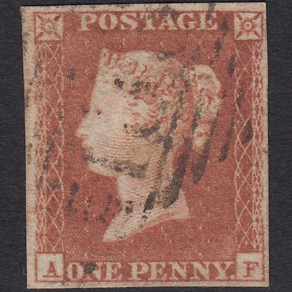 GB QV 1841 1d Red-brown (Plate 127) SG8-B2(1) AF FU 4 Margins Ireland