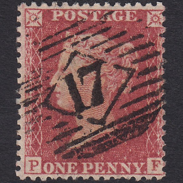 GB QV 1857 1d Rose-red (Plate 46) SG40-C10(1) PF FU London IS 17