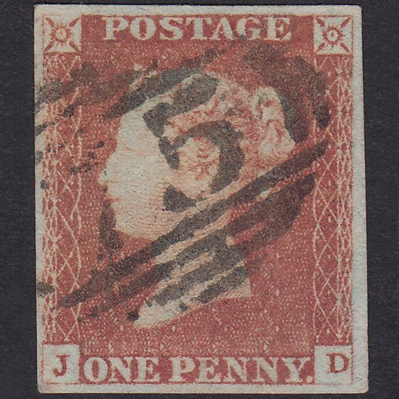 GB QV 1841 1d Red-Brown Plate 84 SG8-B1(1) JD GU 4 Margins Birmingham 75