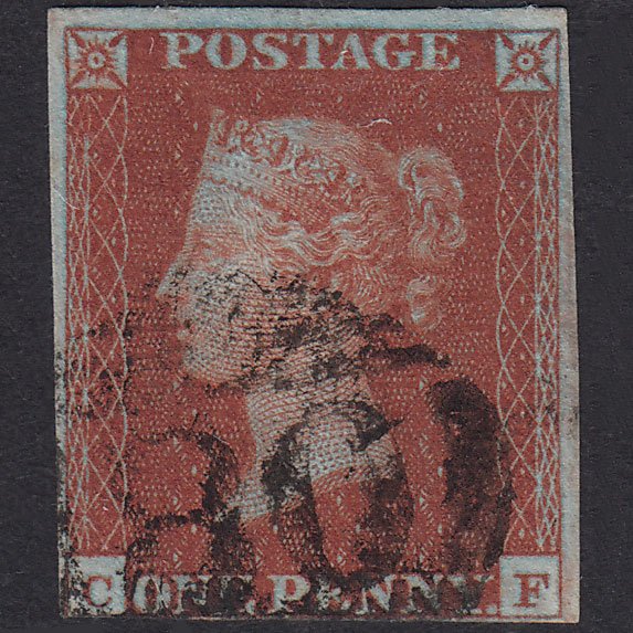 GB QV 1841 1d Very Blued Plate 57 SG8A-B1(2) CF FU Nr 4M Chester 180