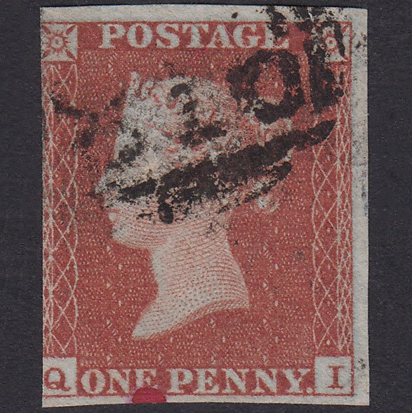 GB QV 1841 1d Red-Brown Plate 154 SG8-B2(1) QI GU 3 Margins