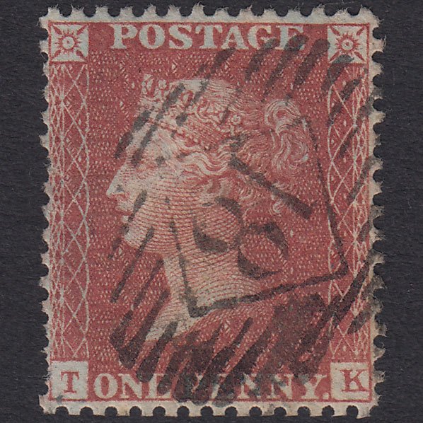 GB QV 1856 1d Red-Brown Plate 38 SG29-C8(1) TK GU London IS 18