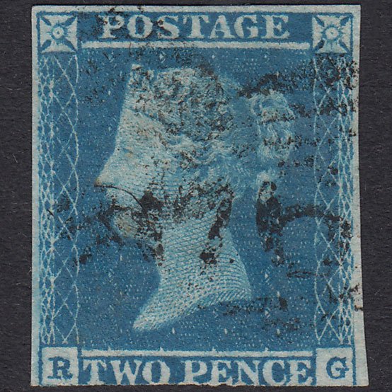GB QV 1841 2d Blue Plate 4 SG14-E1(2) RG GU 3 Margins