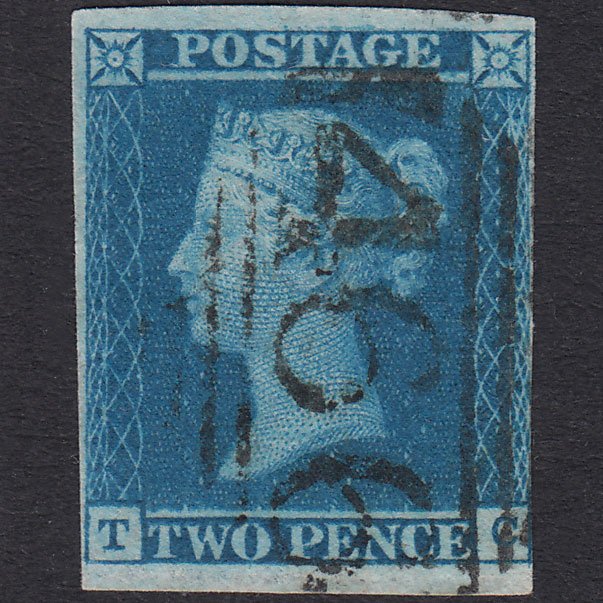 GB QV 1841 2d Blue Plate 3 SG14-E1(2) TC FU Nr 4 Margins Liverpool 466