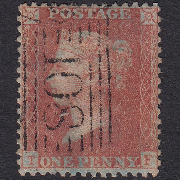 GB QV 1856 1d Brown-Rose Pl 47 SG32-C8(4) TF GU Dumfries Experimental Pmk