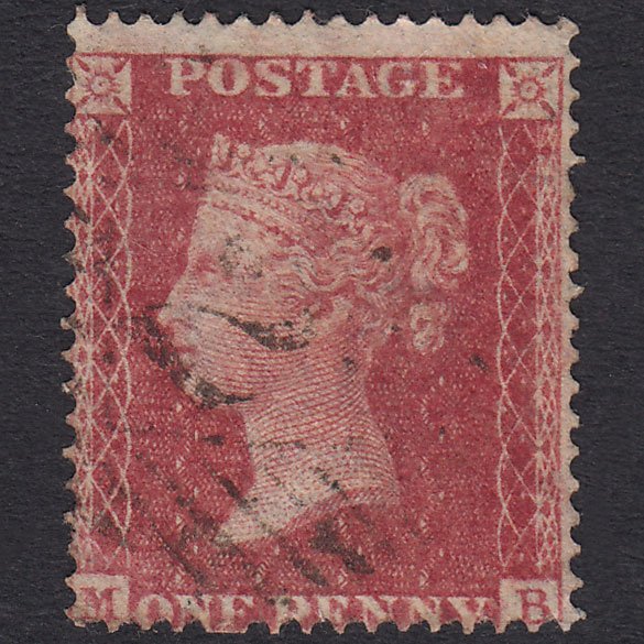 GB QV 1857 1d Rose-Red Plate 55 SG36-C11 MB VFU Light Cancel