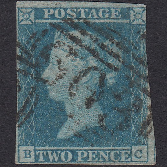 GB QV 1841 2d Pale Blue Plate 3 SG13-E1(1) BC PU 3M Oxford 603 Pinhole