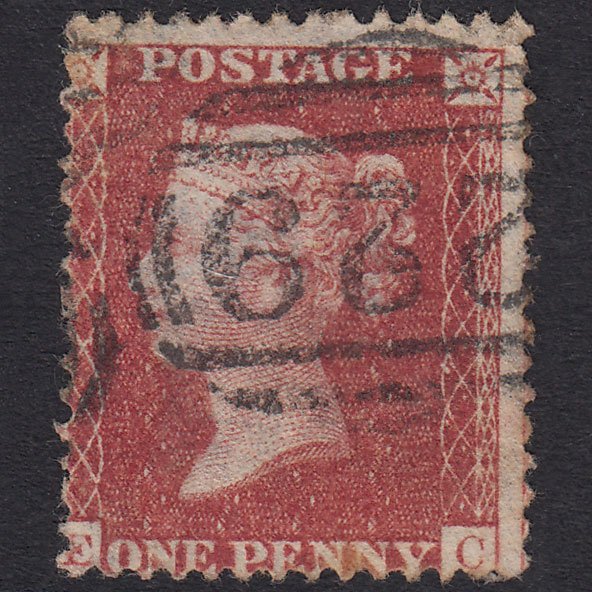 GB QV 1857 1d Rose-Red Plate 56 SG40-C10(1) EC GU Crediton 229
