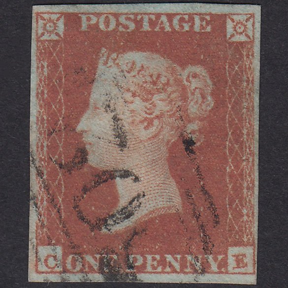 GB QV 1841 1d Red-Brown Plate 98 SG8-B1(1) CE FU 4 Margins