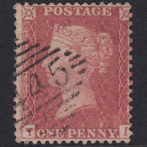 GB QV 1857 1d Pale Rose Plate 67 SG39-C10(3) TI VFU Waterford 445