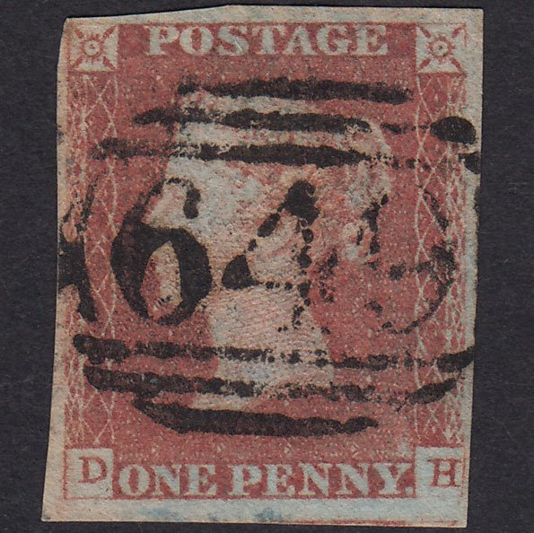 GB QV 1841 1d Red-Brown Plate 83 SG8-B1(1) DH FU Littleborough 649