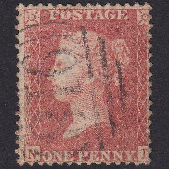GB QV 1857 1d Rose-Red Plate 48 SG40-C10(1) NI FU Worcester 918
