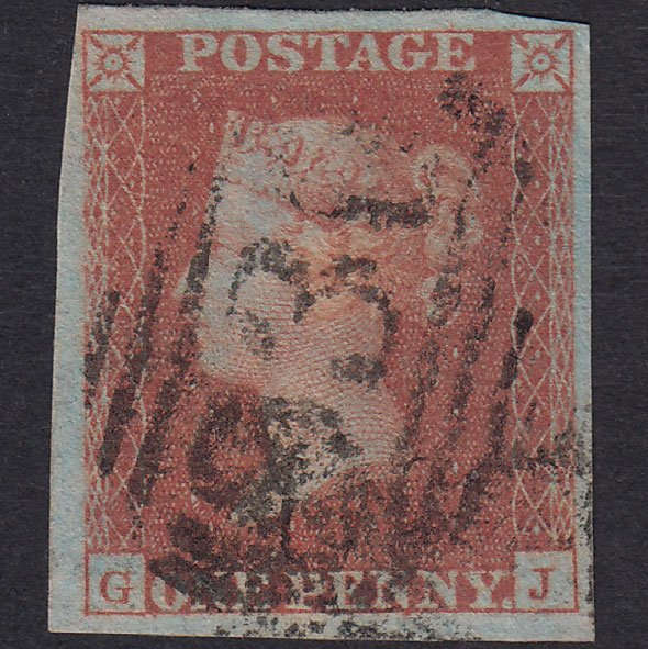 GB QV 1841 1d Red-Brown Plate 108 SG8-B1(1) GJ FU 4 Margins
