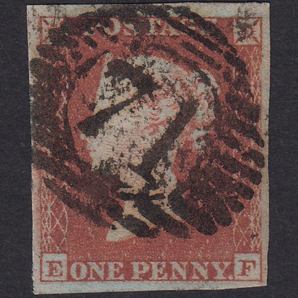 GB QV 1841 1d Red-Brown Plate 147 SG8-B2(1) EF FU 4 Margins London D&S 71