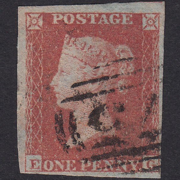 GB QV 1841 1d Red-Brown Plate 154 SG8-B2(1) EG FU 4 Margins