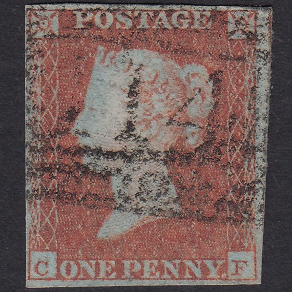 GB QV 1841 1d Red-Brown Plate 105 SG8-B1(1) CF FU 4 Margins Dundee 114