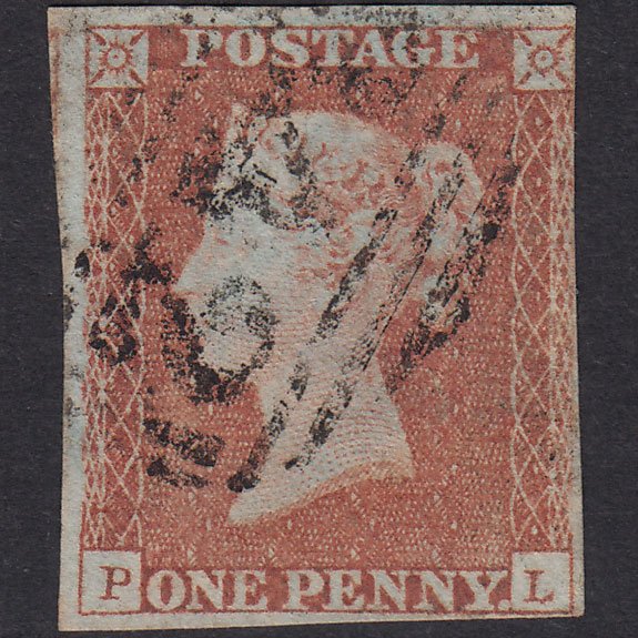 GB QV 1841 1d Red-Brown Plate 92 SG8-B1(1) PL GU Nr 4 Margins