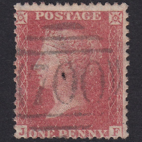 GB QV 1857 1d Rose-Red Plate 52 SG40-C10(1) JF GU Sheffield 700