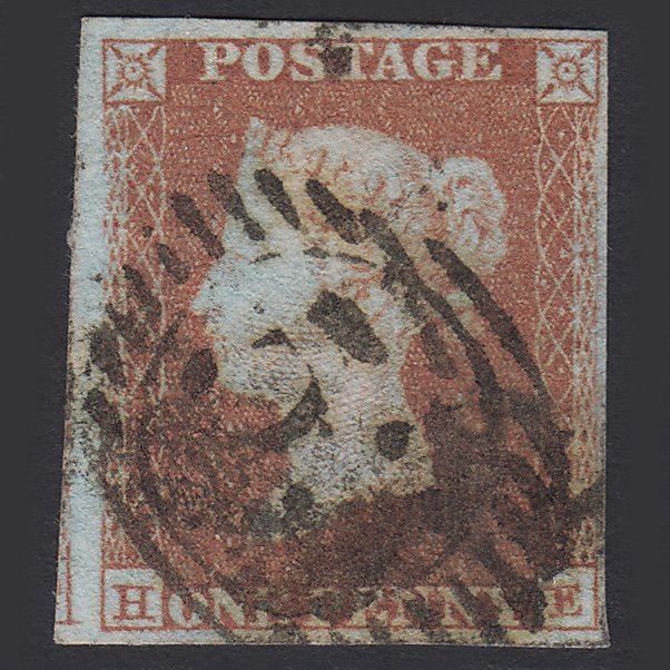 GB QV 1841 1d Penny Red-brown (Plate 107) SG8 HE GU London D&S 53 4M Imperf