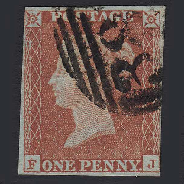 GB QV 1841 1d Red-brown (Plate 54) SG8-B1(1) FJ GU nr 4 Margins