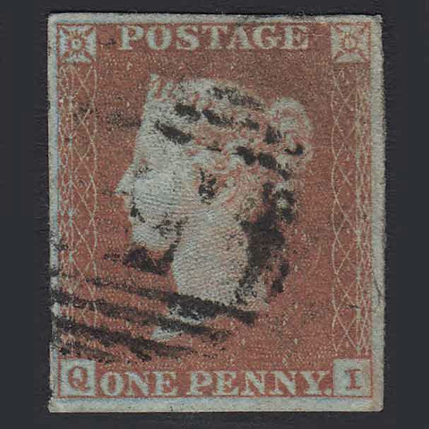 GB QV 1841 1d Red-brown (Plate 99) SG8-B1(1) QI GU 4 Margins