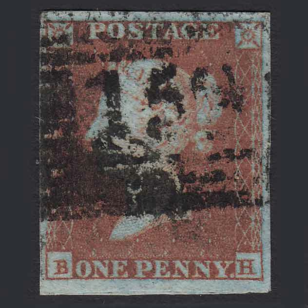 GB QV 1841 1d Red-brown (Plate 97) SG8-B1(1) BH GU Glasgow 159 4 Margins
