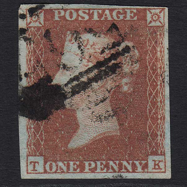 GB QV 1841 1d Red-brown (Plate 102) (SG8) 'TK' FU 4 Margins