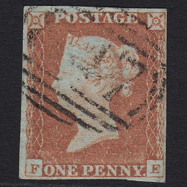 GB QV 1841 1d Pale Red-brown (Plate 68) (SG9) 'FE' FU 4 Margins