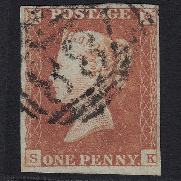 GB QV 1841 1d (Plate 86) SG8-B1(1) SK GU Tewkesbury 788 4M Imperf RE-cut