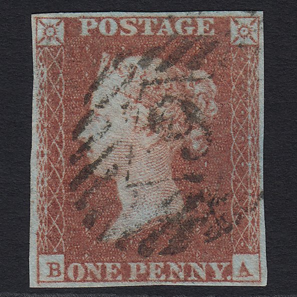 GB QV 1841 1d Red-brown (Plate 99) SG8-B1(1) BA FU in London 4 Margins