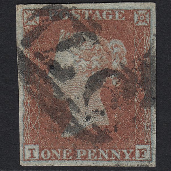 GB QV 1841 1d (Plate 142) SG8-B2(1) IF GU Bury ST Edmunds 97 4 Margins