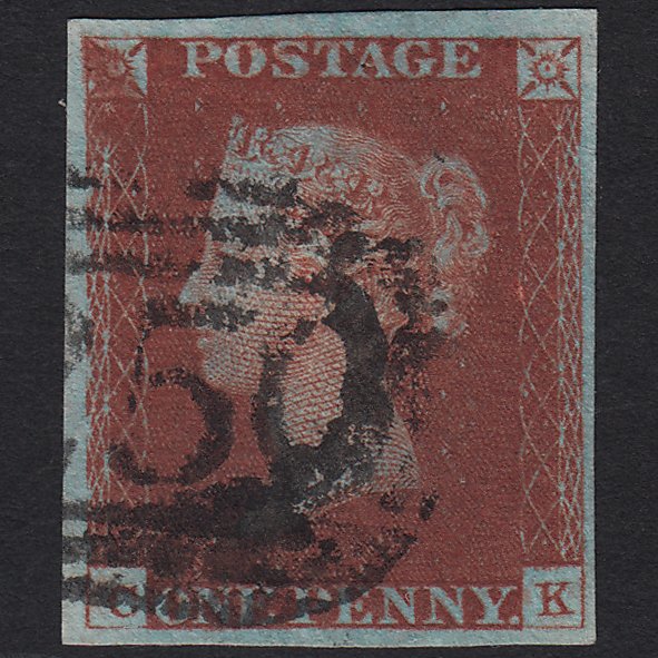 GB QV 1841 1d DP Red-brown (Plate 60) SG10-B1(4) CK FU Devonport 250 4 Margins