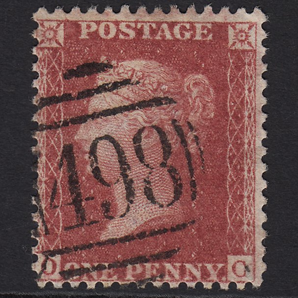 GB QV 1857 1d Rose-red (Plate 60) SG40-C10(1) OG VFU Manchester 498 Spoon