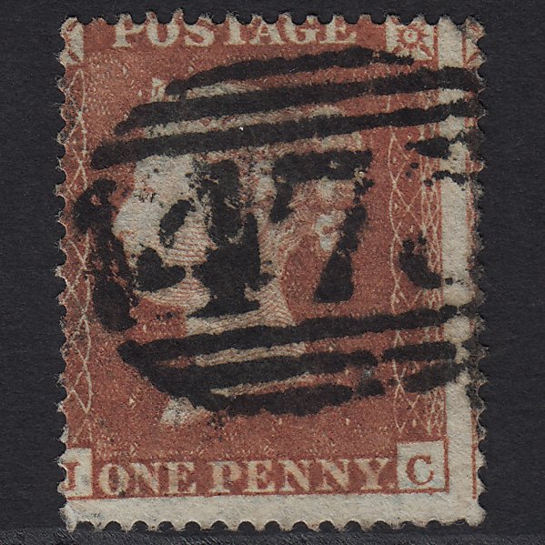 GB QV 1854 1d Red-brown (Plate 175) SG17-C1(1) JC GU Loughborough 475