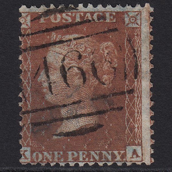 GB QV 1855 1d Red-brown (Plate 9) SG24-C3(1) KA FU Liverpool 466