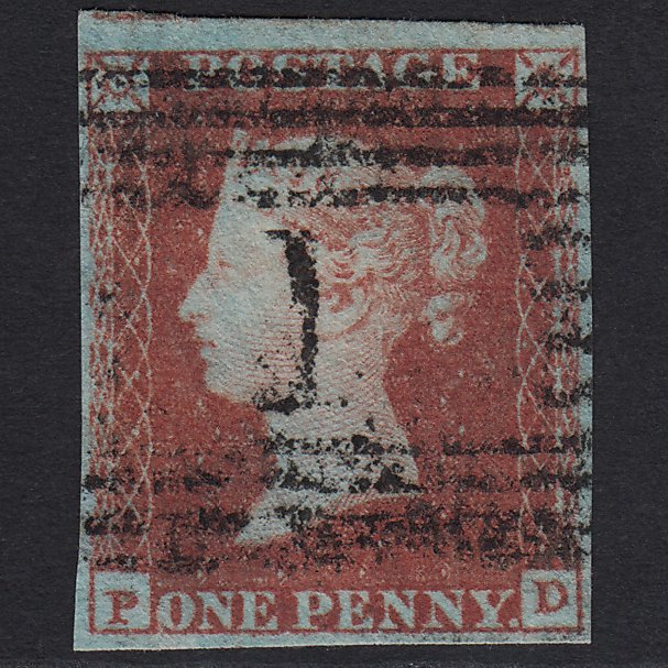 GB QV 1841 1d Red-brown (Plate 91) SG8-B1(1) PD GU Aberdeen 1 4 Margins