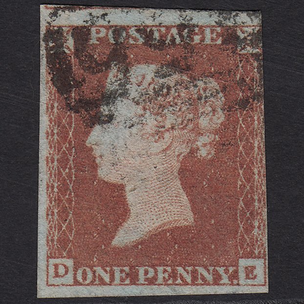 GB QV 1841 1d Red-brown (Plate 96) SG8-B1(1) DE GU nr 4 Margins