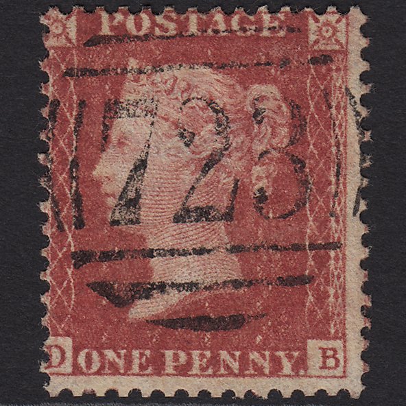 GB QV 1857 1d Rose-red (Plate 55) SG40-C10(1) DB VFU Southampton 723