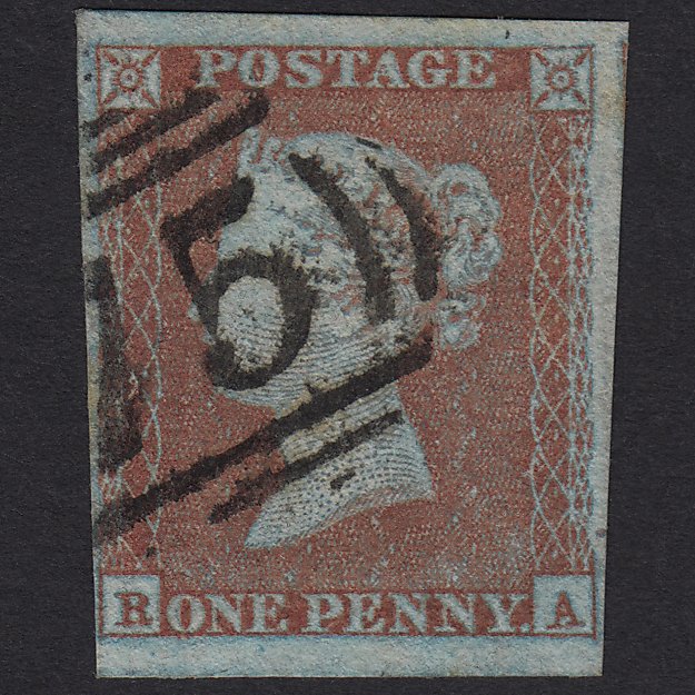GB QV 1841 1d Very Blued (Plate 95) SG8a-B1(2) RA FU 4M Birmingham 75